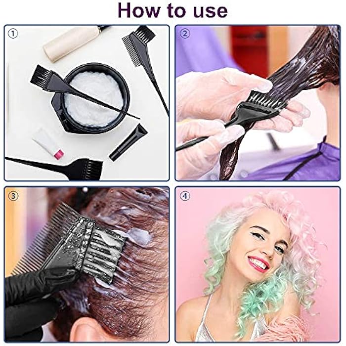 Moonmini Hair Dye Color Brush and Bowl Set, 4Pcs Color Bowl Brushes Tool Mixing Bowl Kit Tint Comb for Hair Tint Dying Coloring Applicator, BLACK, 4 Piece Set - Image 5